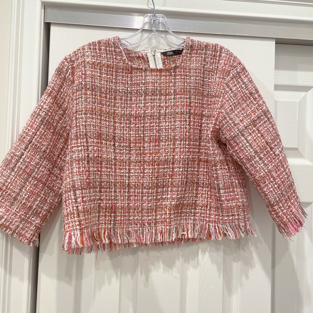 ZARA Tweed boxy top